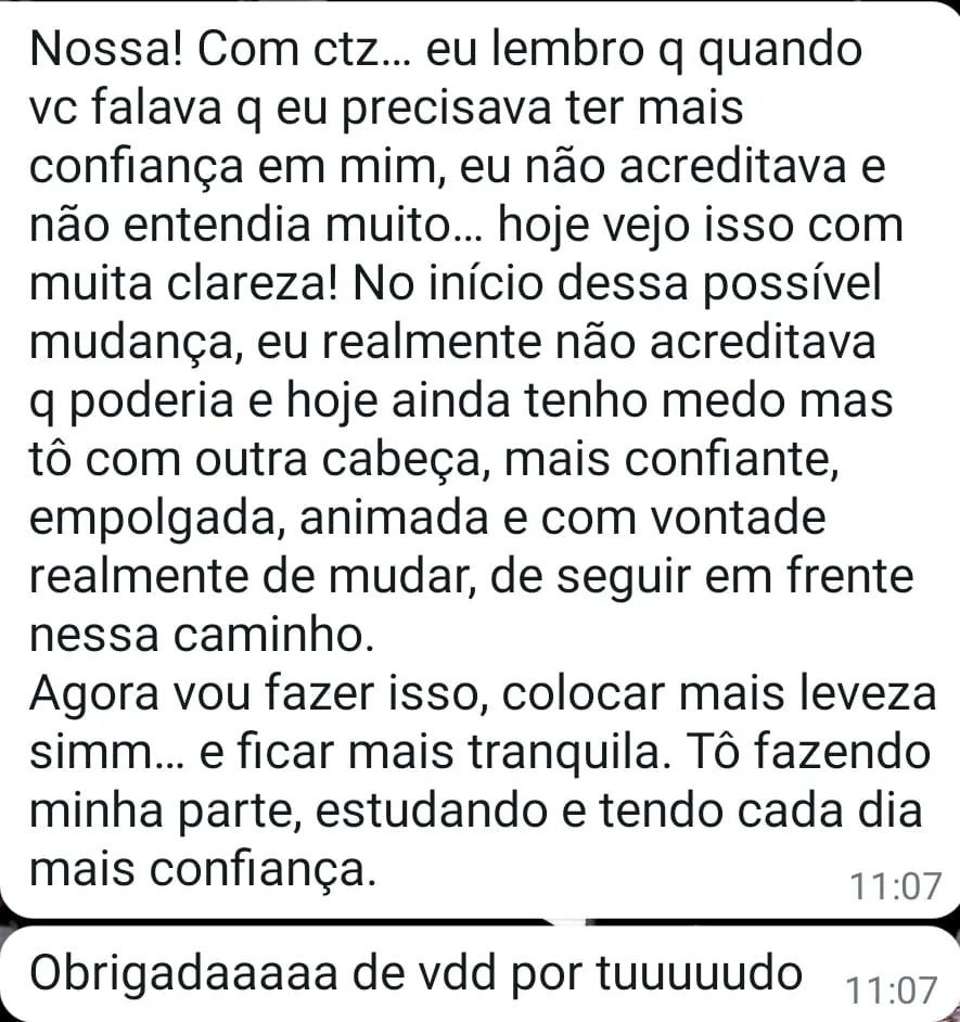 Depoimento sobre confiança e clareza progressiva